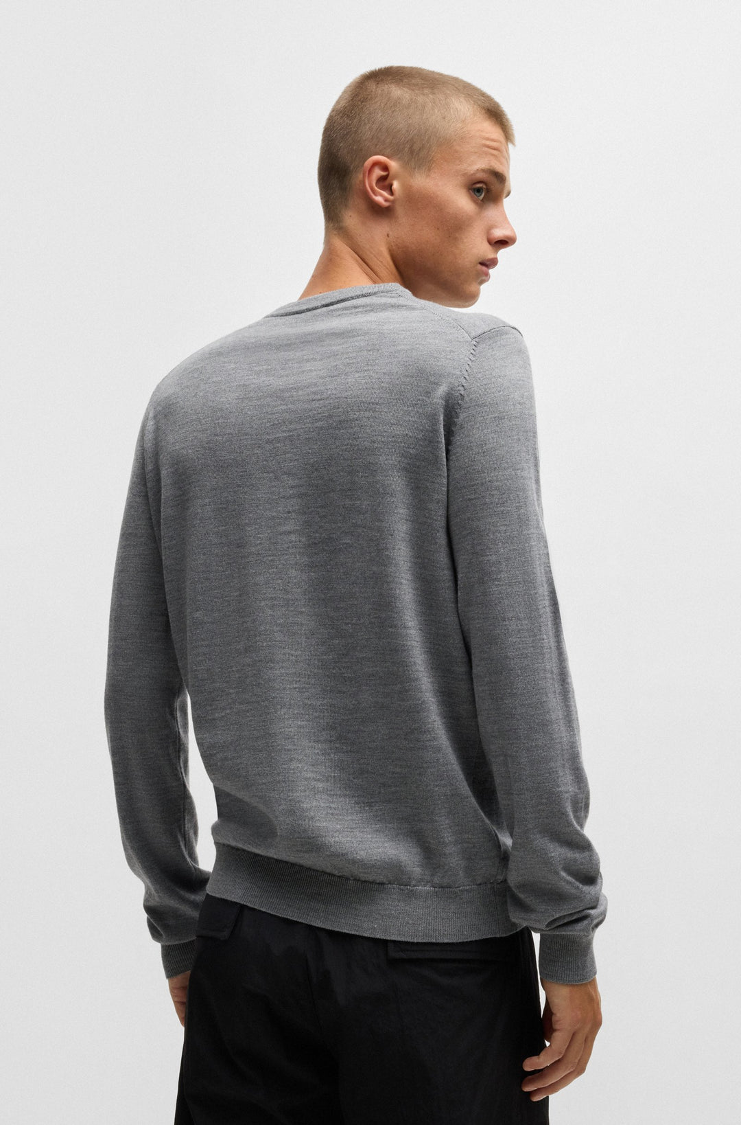 HUGO Sweaters Regular Fit in Wool - SAN CEDRIC-M1 10244128 01-50476832- Concorde Fashion#color_grey-034