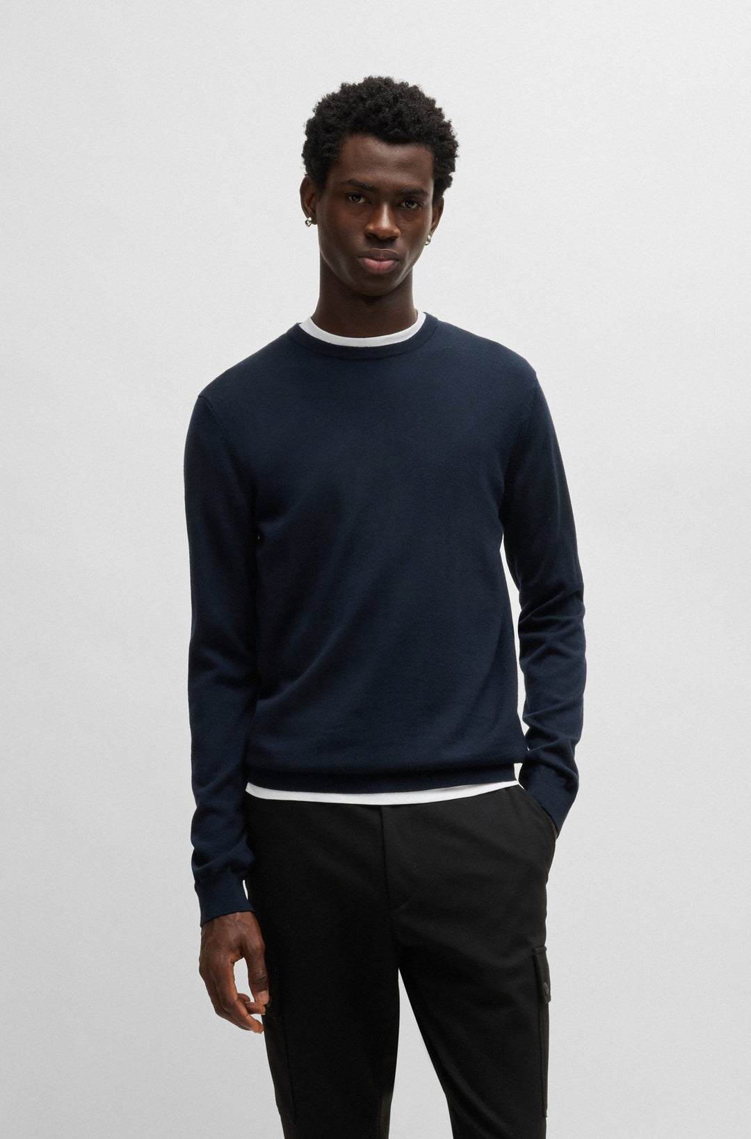 HUGO Sweaters Regular Fit in Wool - SAN CEDRIC-M1 10244128 01-50476832- Concorde Fashion#color_navy-410