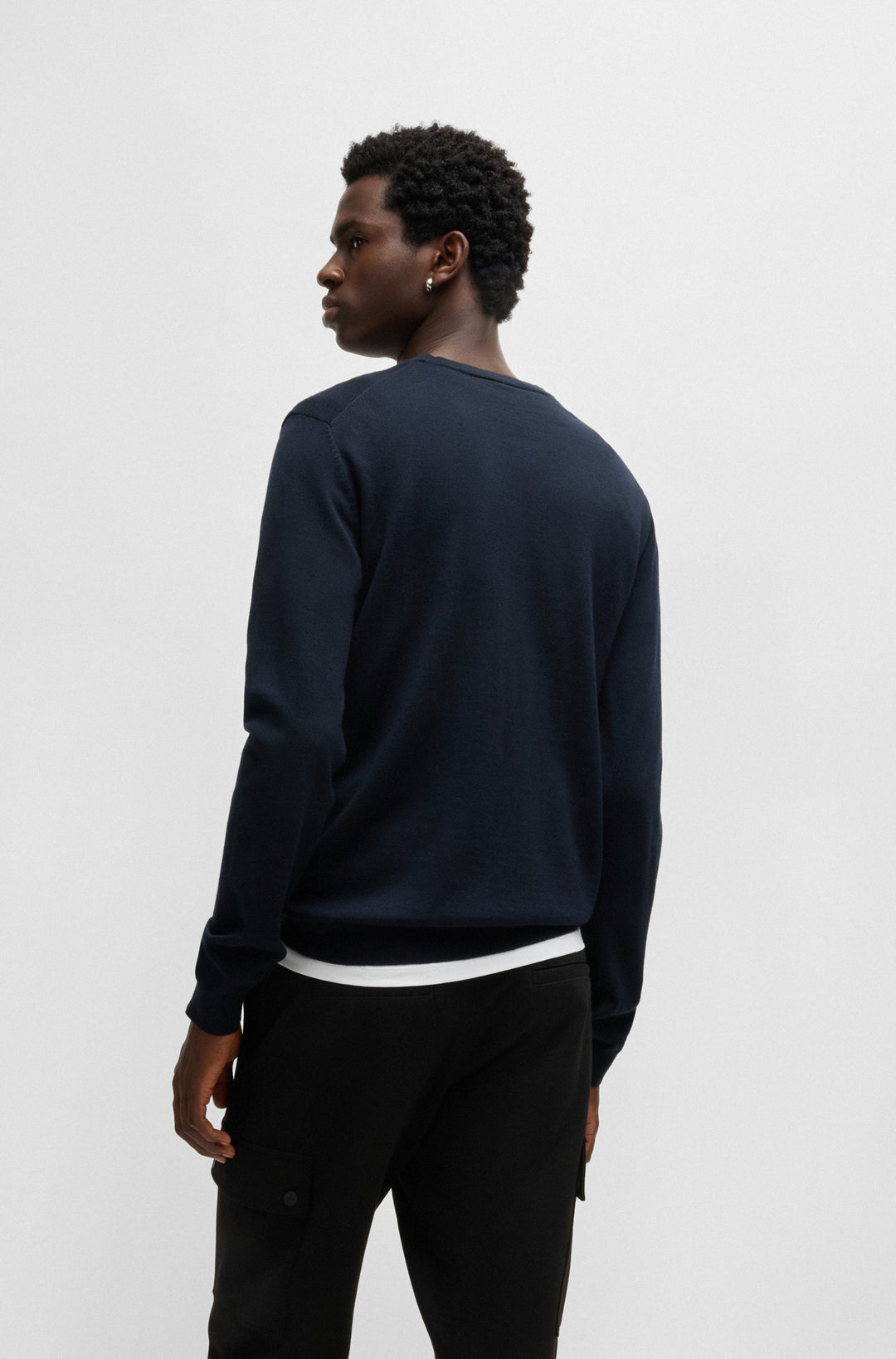 HUGO Sweaters Regular Fit in Wool - SAN CEDRIC-M1 10244128 01-50476832- Concorde Fashion#color_navy-410