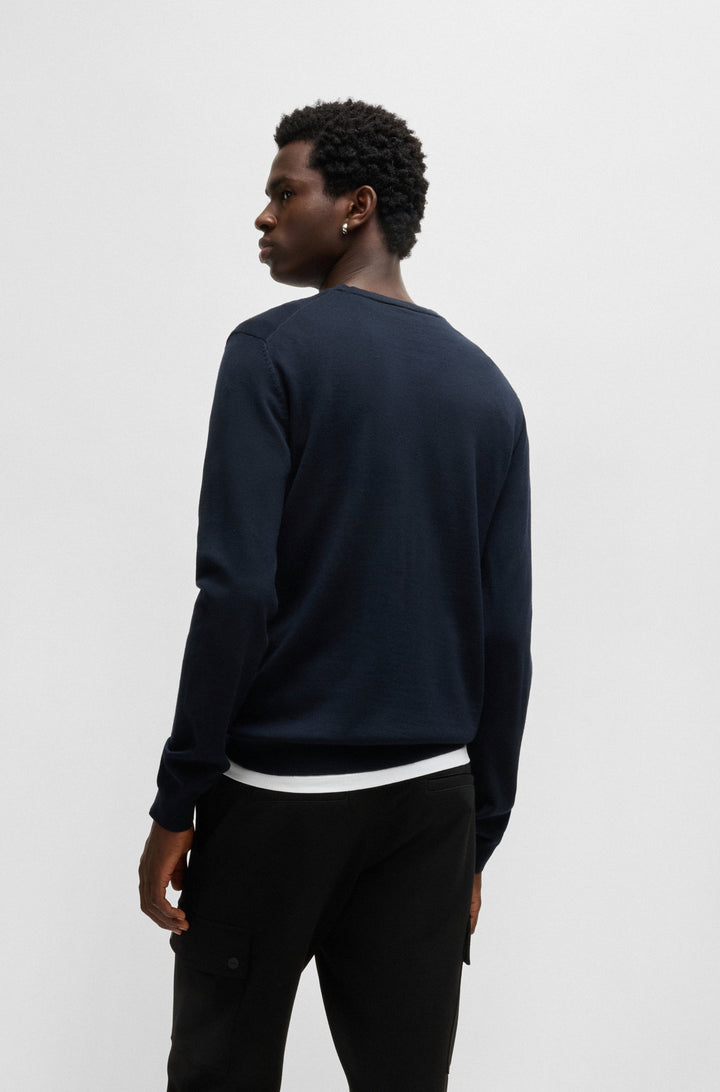 HUGO Sweaters Regular Fit in Wool - SAN CEDRIC-M1 10244128 01-50476832- Concorde Fashion#color_navy-410