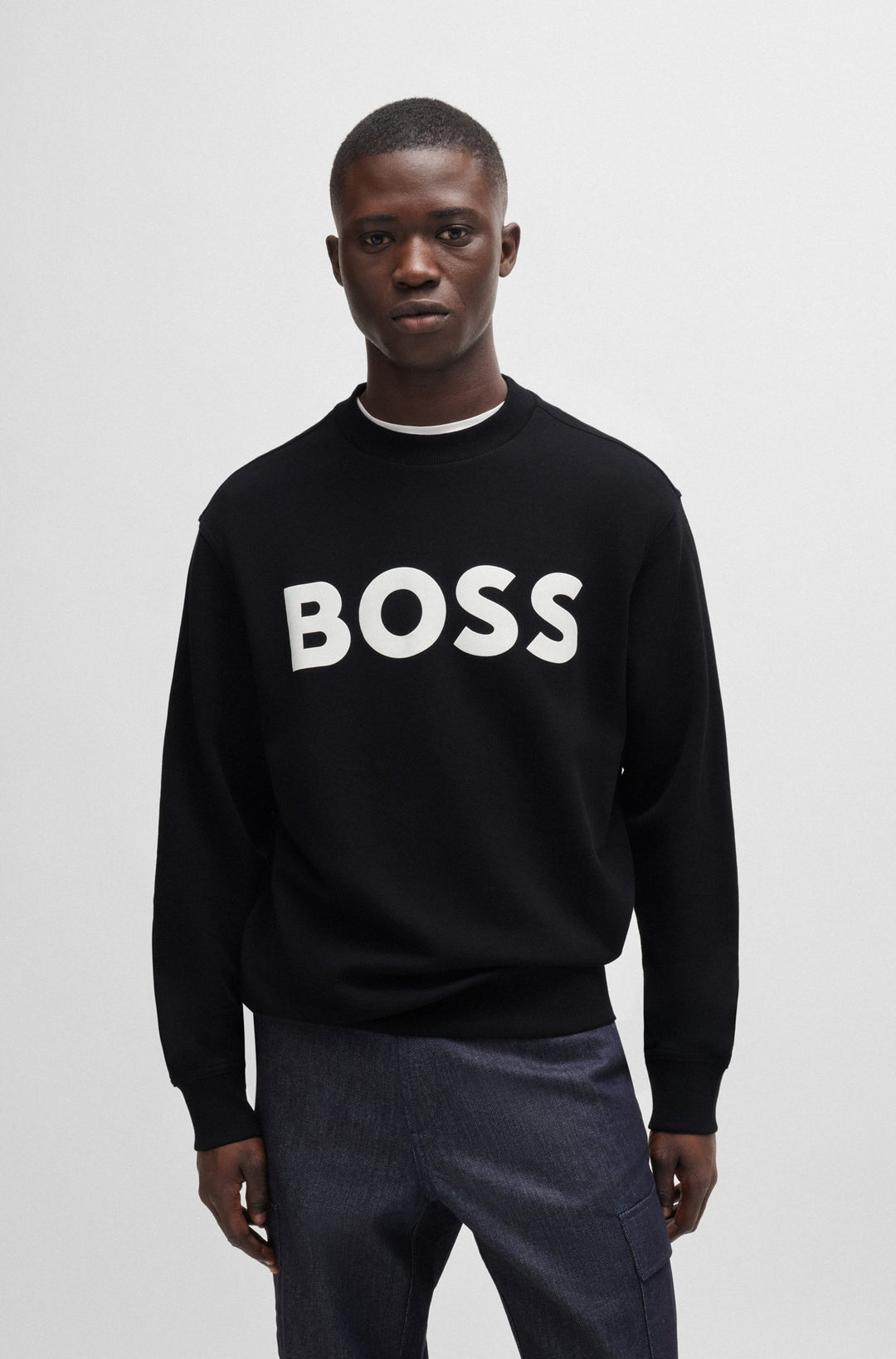 BOSS Sweatshirts Relaxed Fit in Cotton - WEBASICCREW 10244192 01-50487133- Concorde Fashion#color_black-001