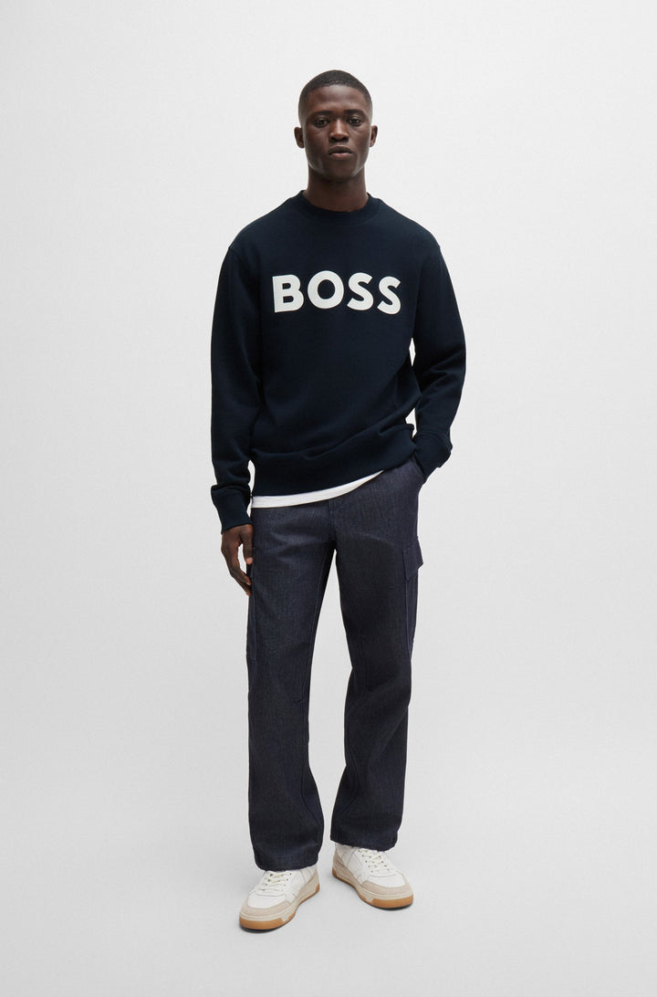 BOSS Sweatshirts Relaxed Fit in Cotton - WEBASICCREW 10244192 01-50487133- Concorde Fashion#color_navy-404