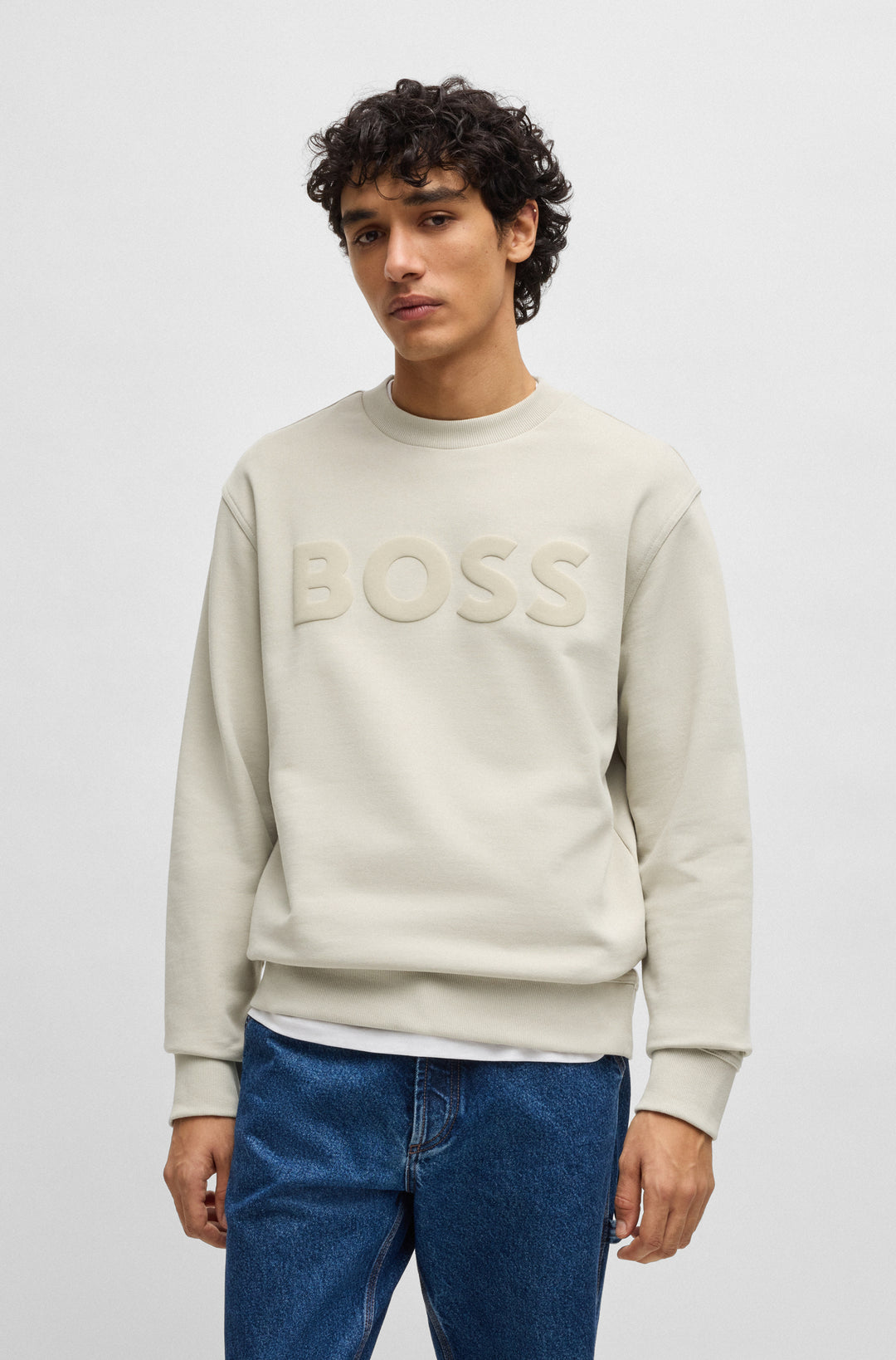 BOSS Sweatshirts Relaxed Fit in Cotton - WEBASICCREW 10244192 01-50487133- Concorde Fashion#color_beige-271