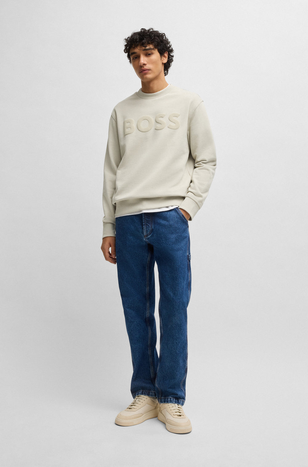 BOSS Sweatshirts Relaxed Fit in Cotton - WEBASICCREW 10244192 01-50487133- Concorde Fashion#color_beige-271