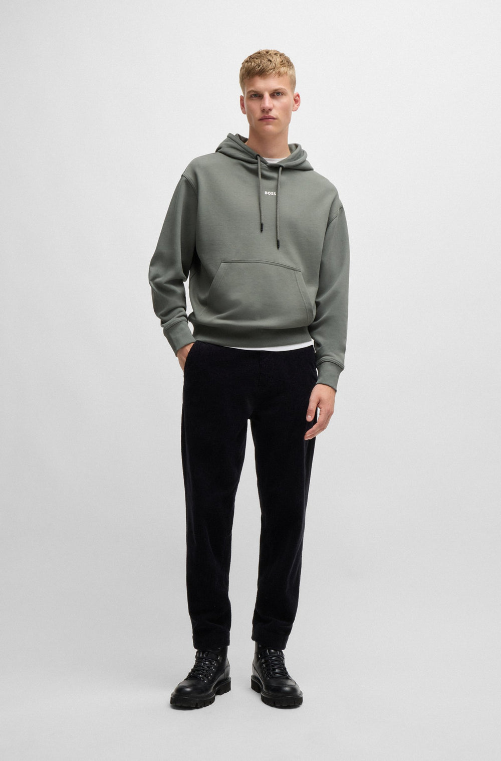 BOSS Hoodies Regular Fit in Cotton - WESMALLHOOD 10244192 01-50514530- Concorde Fashion#color_grey-076