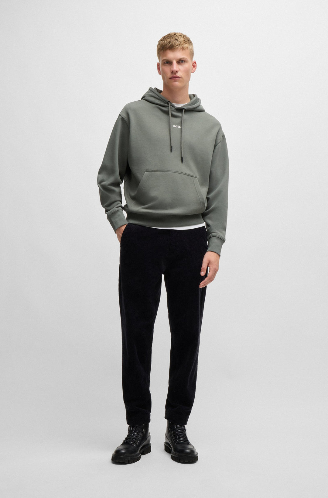 BOSS Hoodies Regular Fit in Cotton - WESMALLHOOD 10244192 01-50514530- Concorde Fashion#color_grey-076