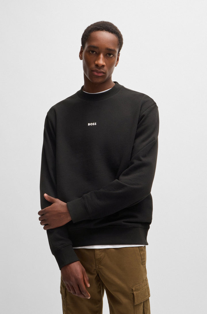 BOSS Sweatshirts Relaxed Fit in Cotton - WESMALLCREW 10244192 01-50514541- Concorde Fashion#color_black-001