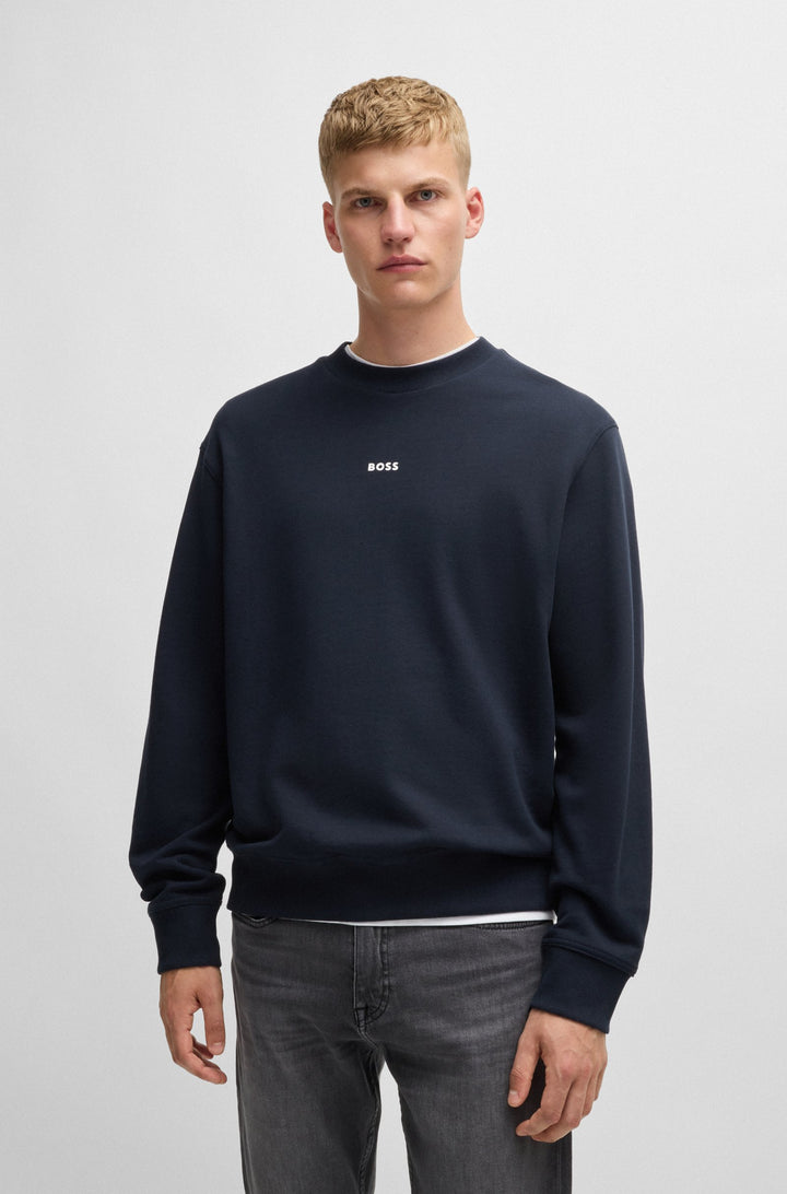 BOSS Sweatshirts Relaxed Fit in Cotton - WESMALLCREW 10244192 01-50514541- Concorde Fashion#color_navy-404