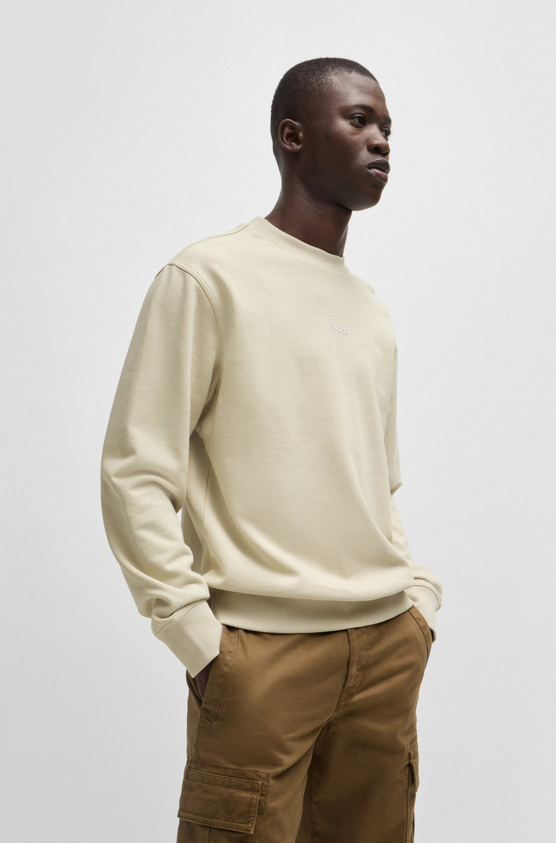 BOSS Sweatshirts Relaxed Fit in Cotton - WESMALLCREW 10244192 01-50514541- Concorde Fashion#color_beige-271