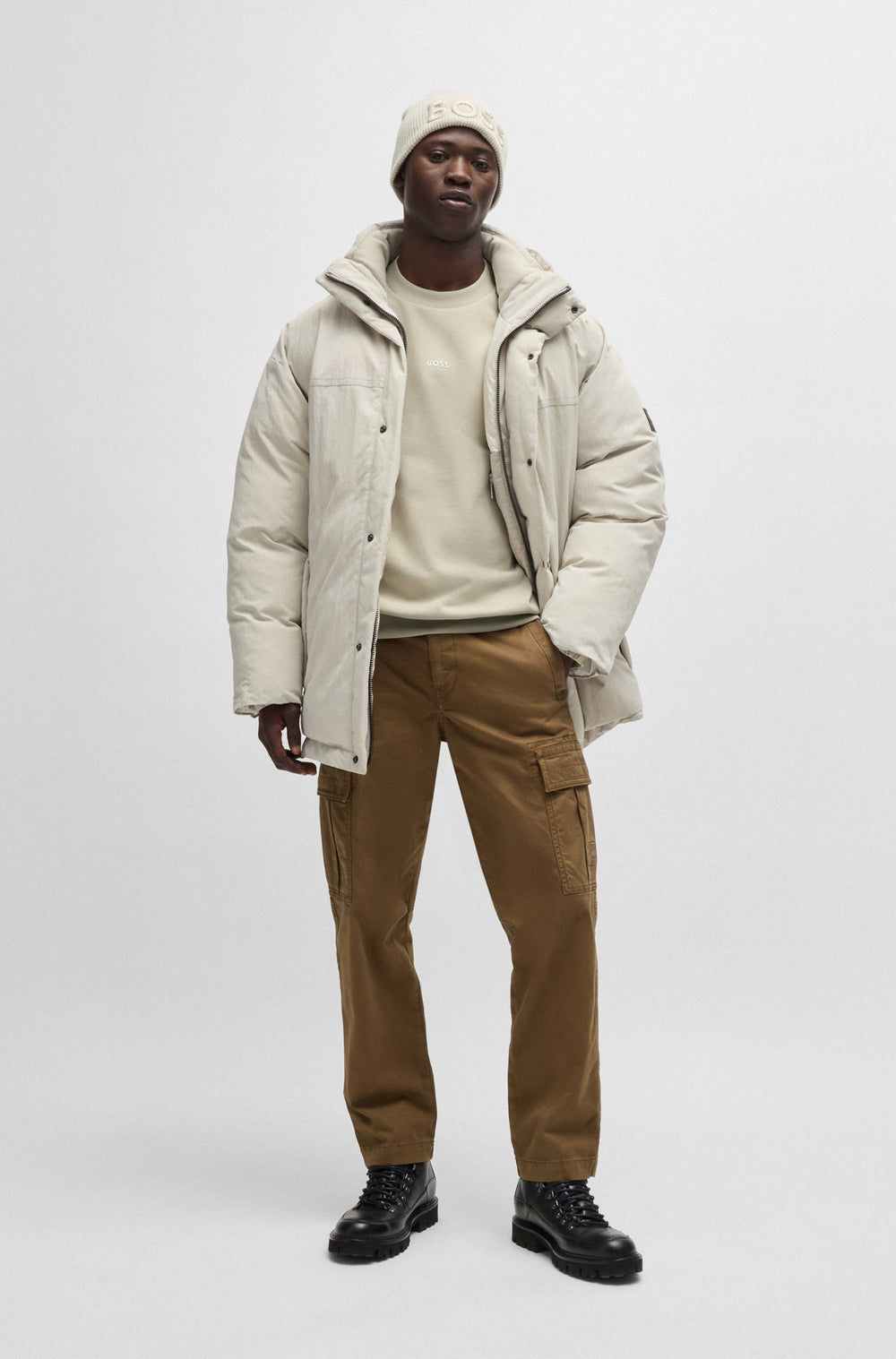 BOSS Sweatshirts Relaxed Fit in Cotton - WESMALLCREW 10244192 01-50514541- Concorde Fashion#color_beige-271