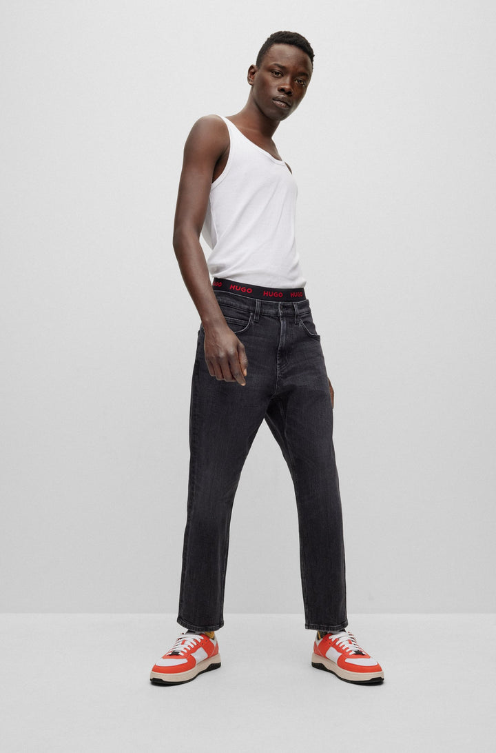 HUGO Regular Fit Jeans in Cotton Mix - HUGO 340 10245079 01-50490823 - Concorde Fashion#color_charcoal-010
