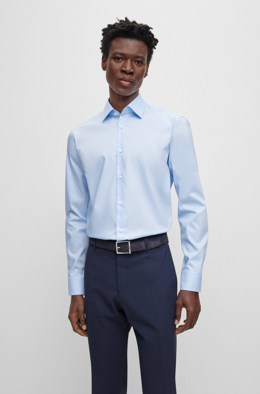 BOSS Regular Fit Casual Shirts in Cotton - H-JOE-KENT-C3-214 10245425 01-50490513- Concorde Fashion#color_blue-450