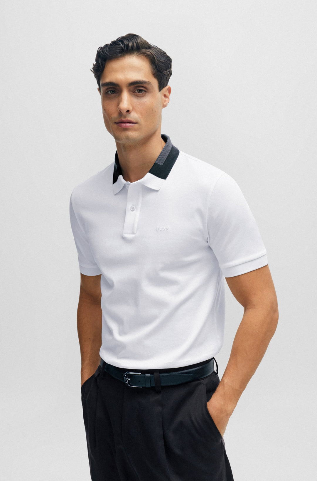 BOSS Slim Fit Polos in Cotton - PHILLIPSON 116 10245501 01-50508840- Concorde Fashion#color_white-100