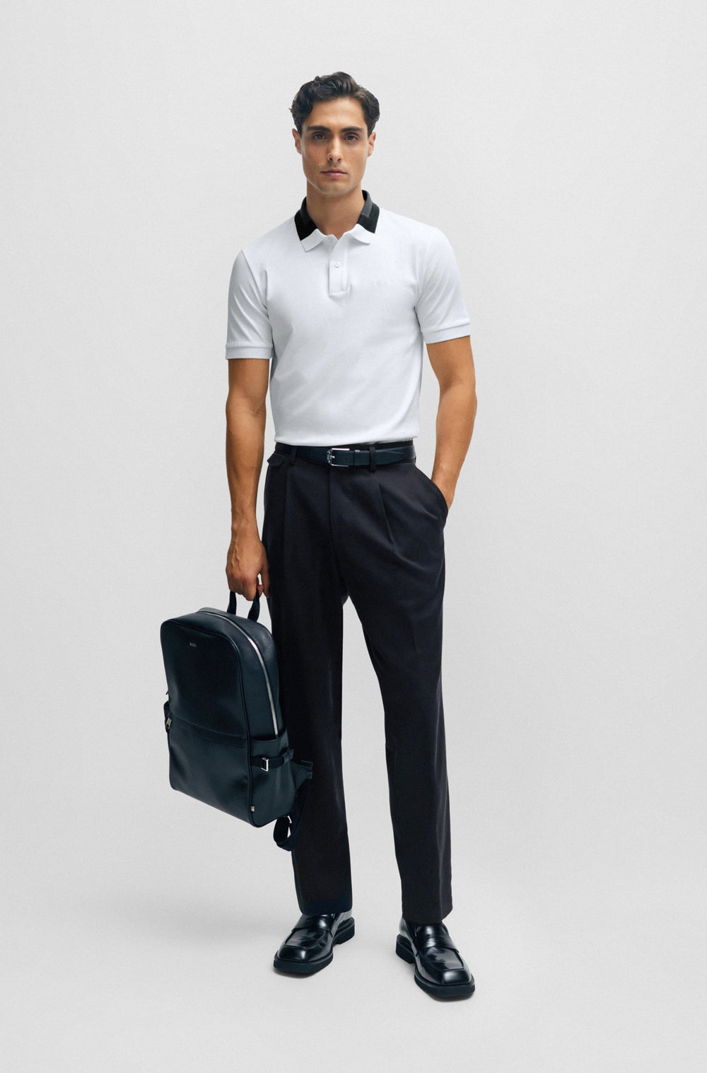 BOSS Slim Fit Polos in Cotton - PHILLIPSON 116 10245501 01-50508840- Concorde Fashion#color_white-100