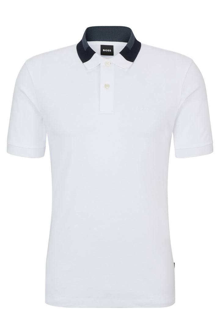 BOSS Slim Fit Polos in Cotton - PHILLIPSON 116 10245501 01-50508840- Concorde Fashion#color_white-100