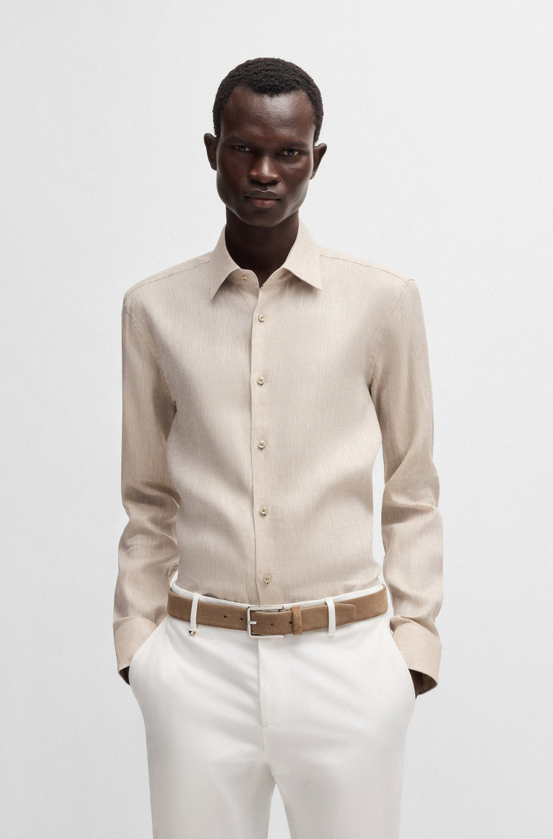 BOSS Casual Shirts Slim Fit - H-HANK-KENT-C1-214 50490234- Concorde Fashion#color_beige-275