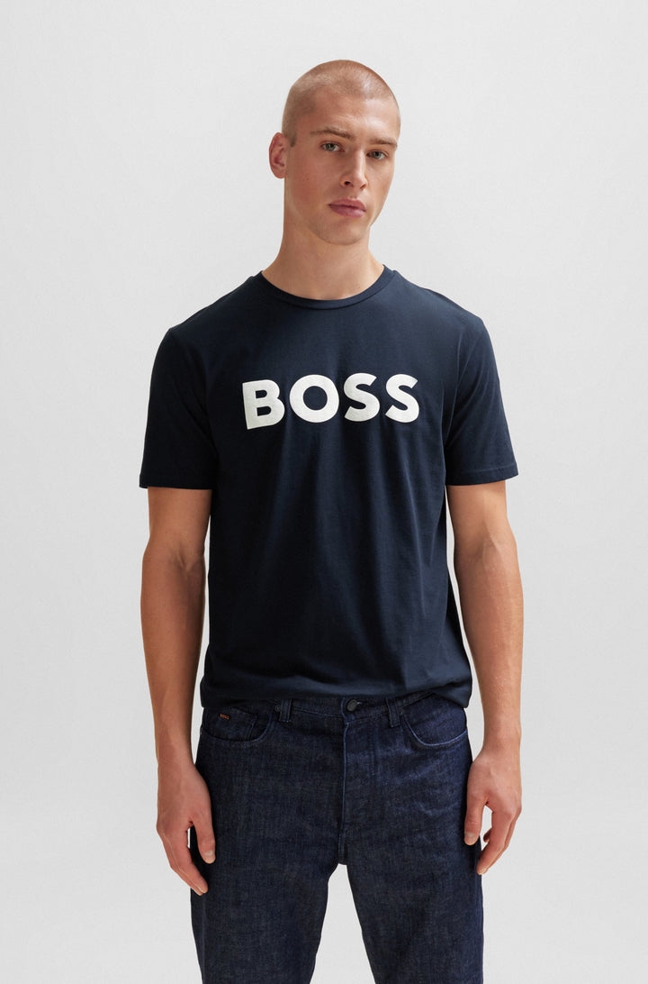 BOSS T-Shirts Regular Fit in Cotton - THINKING 1 10246016 01-50481923- Concorde Fashion#color_navy-405