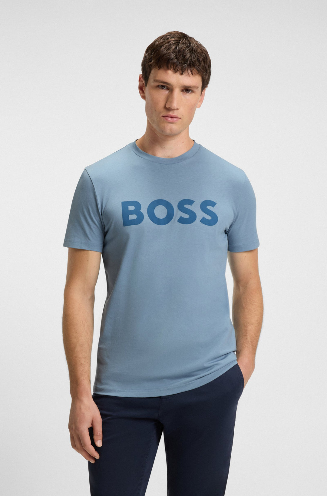 BOSS T-Shirts Regular Fit in Cotton - THINKING 1 10246016 01-50481923- Concorde Fashion#color_blue-451