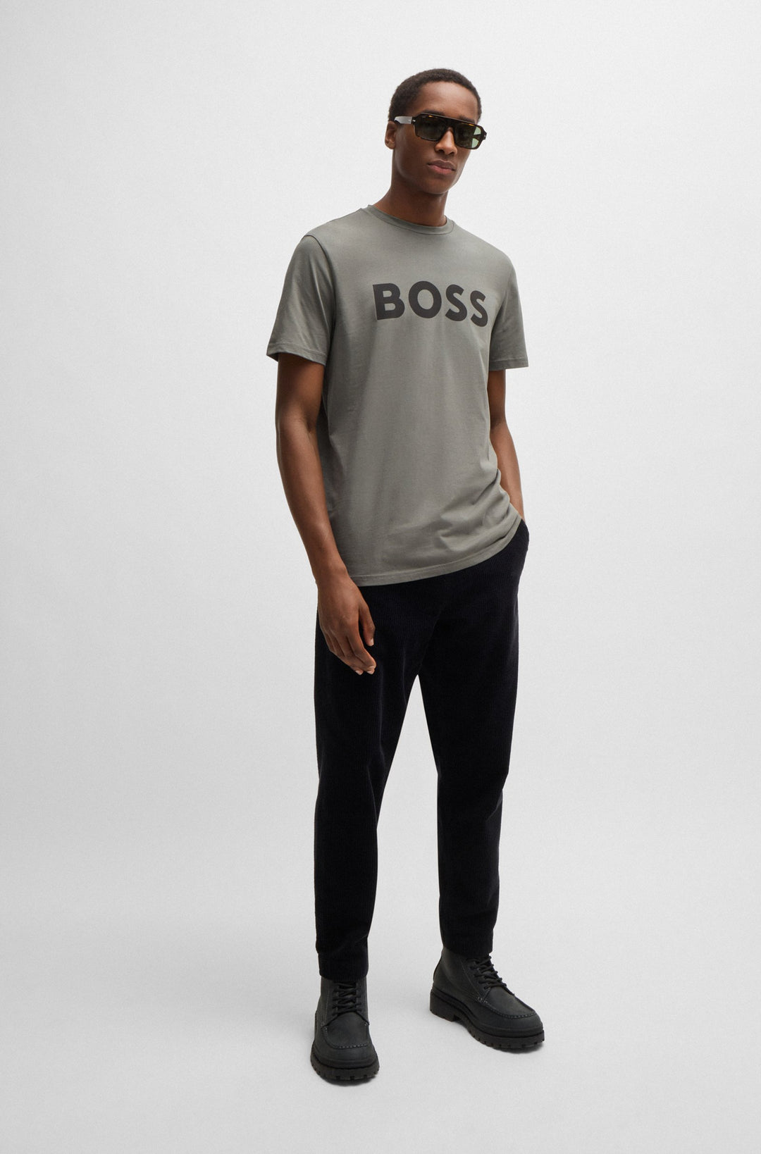 BOSS T-Shirts Regular Fit in Cotton - THINKING 1 10246016 01-50481923- Concorde Fashion#color_grey-076