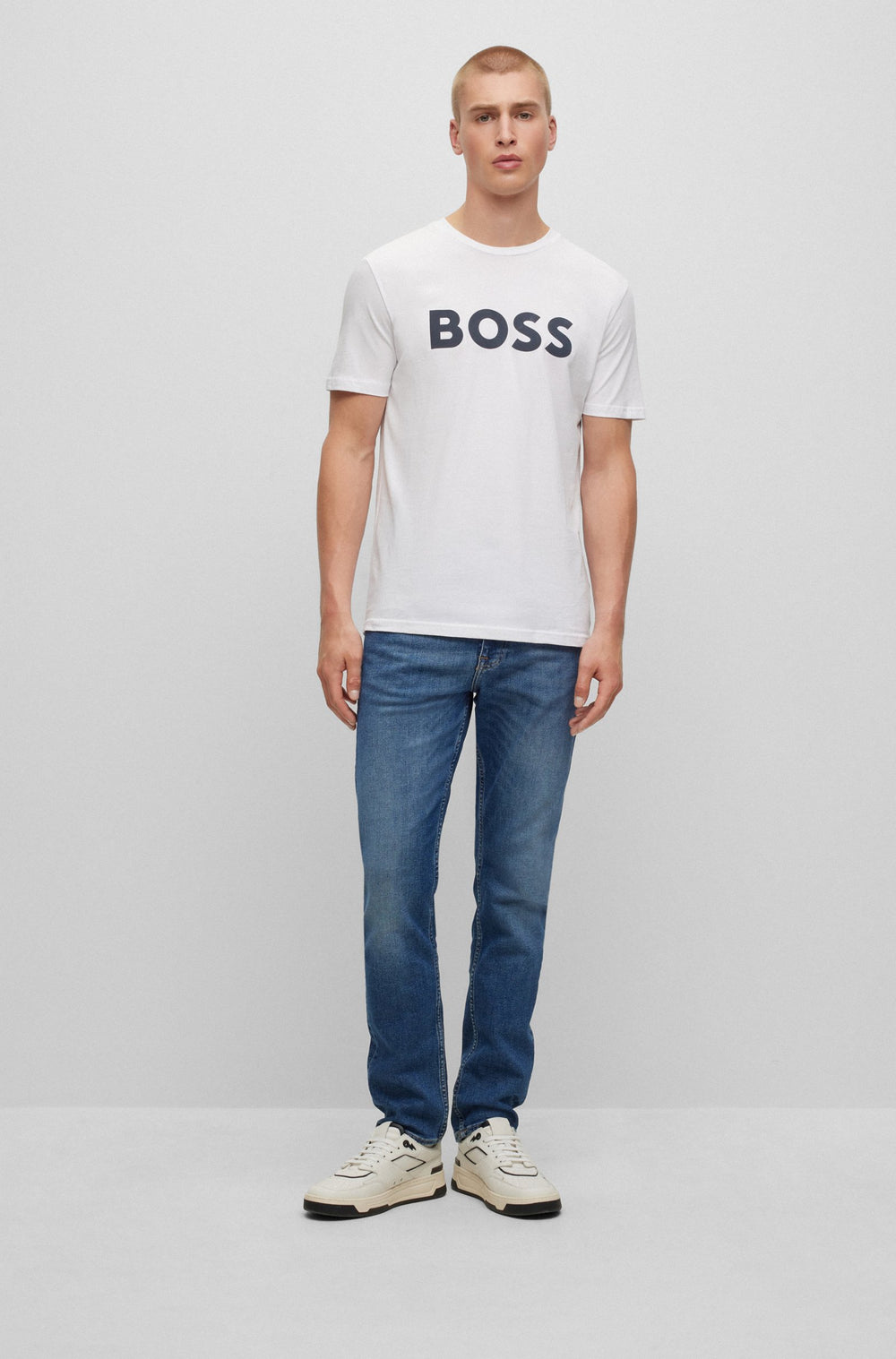BOSS Regular Fit T-Shirts in Cotton - THINKING 1 10246016 01-50481923- Concorde Fashion#color_white-100