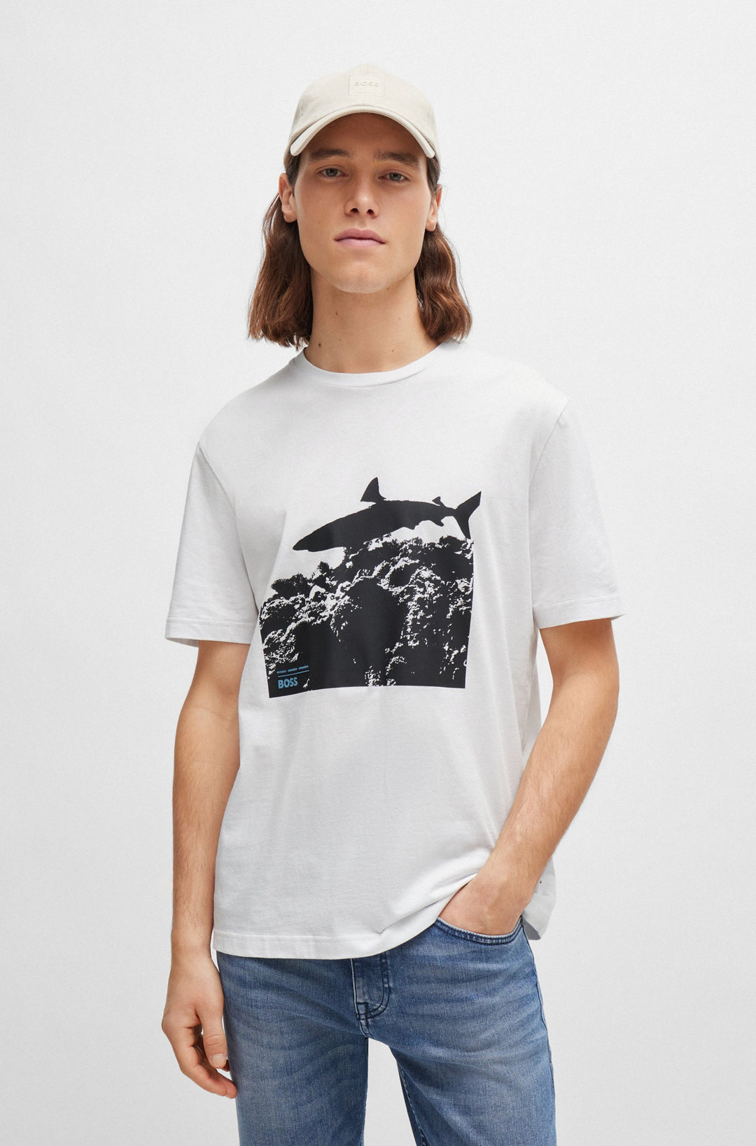 BOSS Regular Fit T-Shirts in Cotton - TE_SEA_HORSE 10246016 01-50515626- Concorde Fashion#color_white-100
