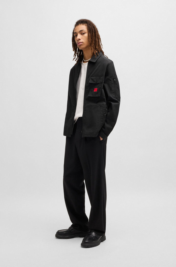 HUGO Casual Shirts Oversize Fit in Cotton Mix - EMMOND 10246344 01-50482701- Concorde Fashion#color_black-001