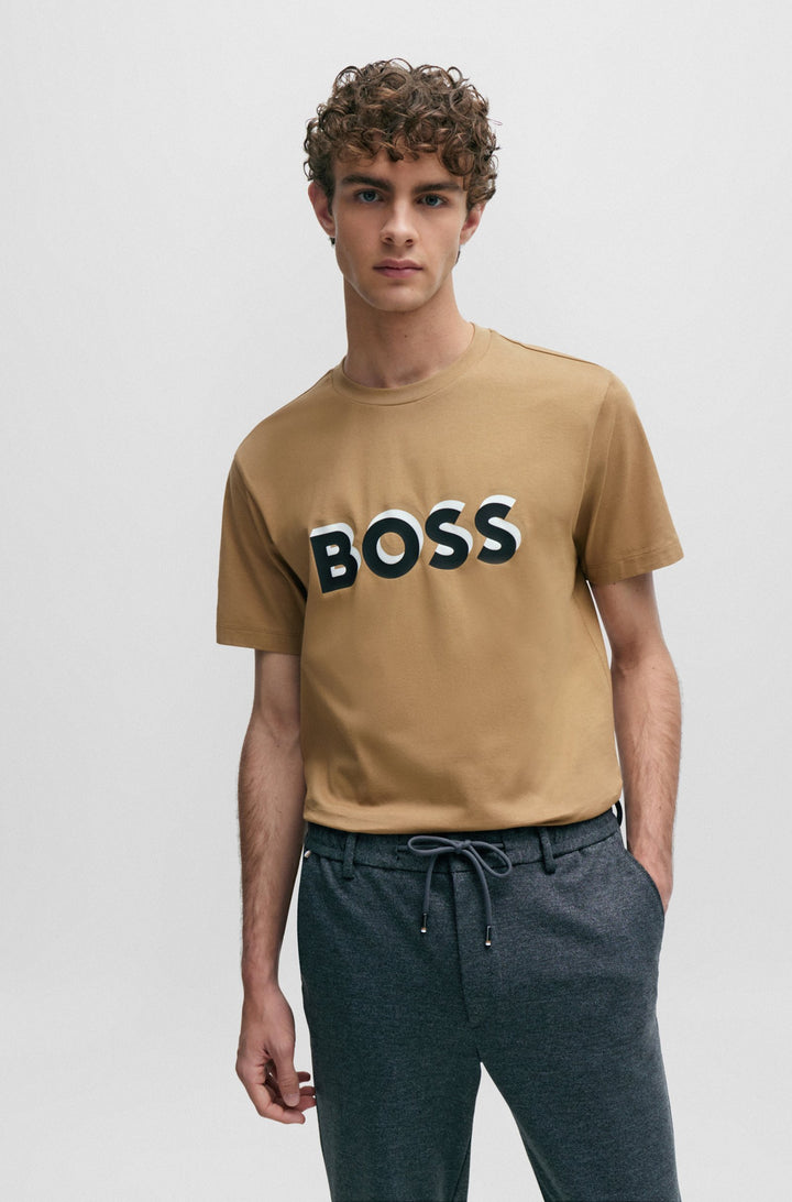 BOSS Regular Fit T-Shirts in Cotton - TIBURT 427 10247153 01-50506923- Concorde Fashion#color_beige-260