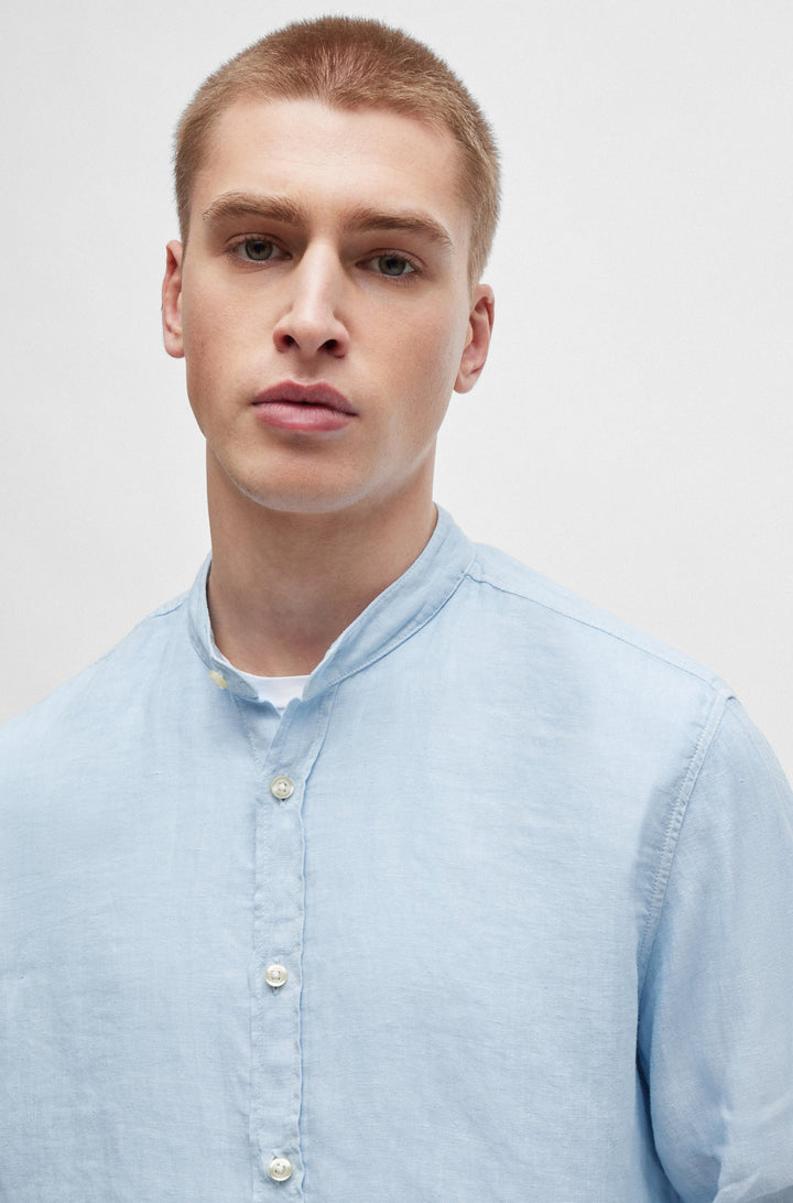 BOSS Regular Fit Casual Shirts in Linen - RACE_1 10247386 01-50489339- Concorde Fashion#color_blue-460