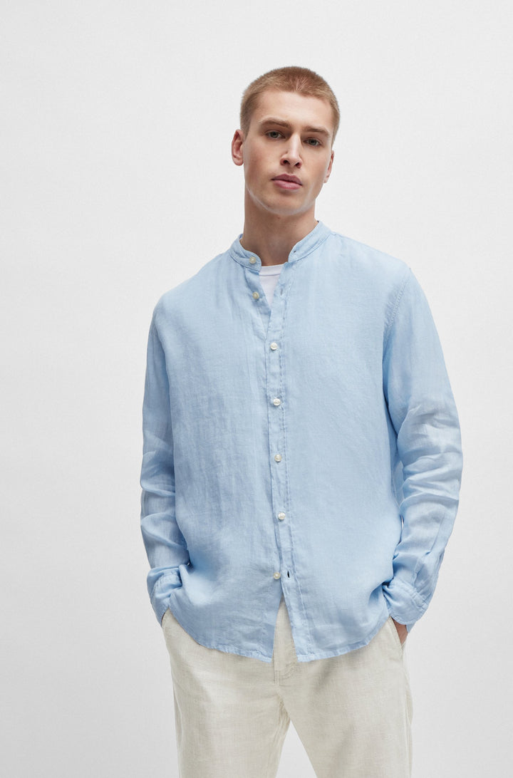 BOSS Regular Fit Casual Shirts in Linen - RACE_1 10247386 01-50489339- Concorde Fashion#color_blue-460