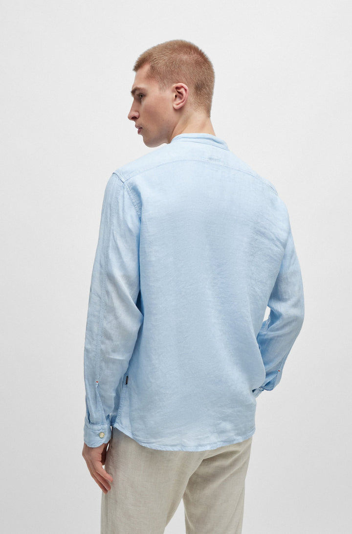 BOSS Regular Fit Casual Shirts in Linen - RACE_1 10247386 01-50489339- Concorde Fashion#color_blue-460
