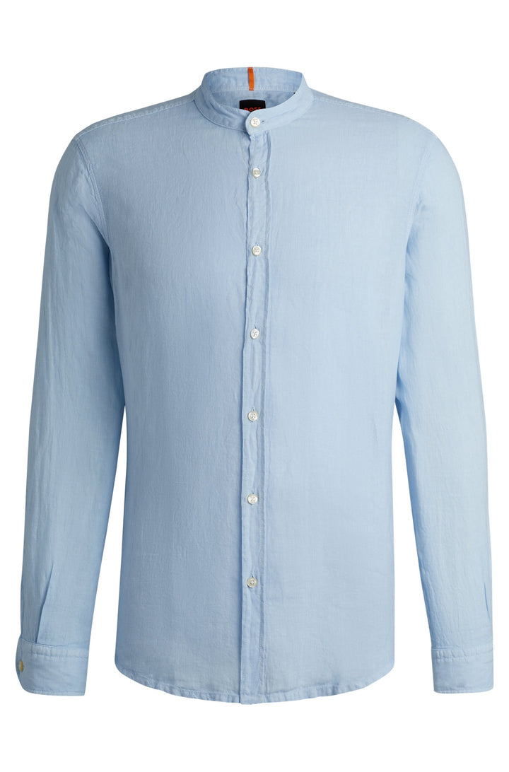 BOSS Regular Fit Casual Shirts in Linen - RACE_1 10247386 01-50489339- Concorde Fashion#color_blue-460
