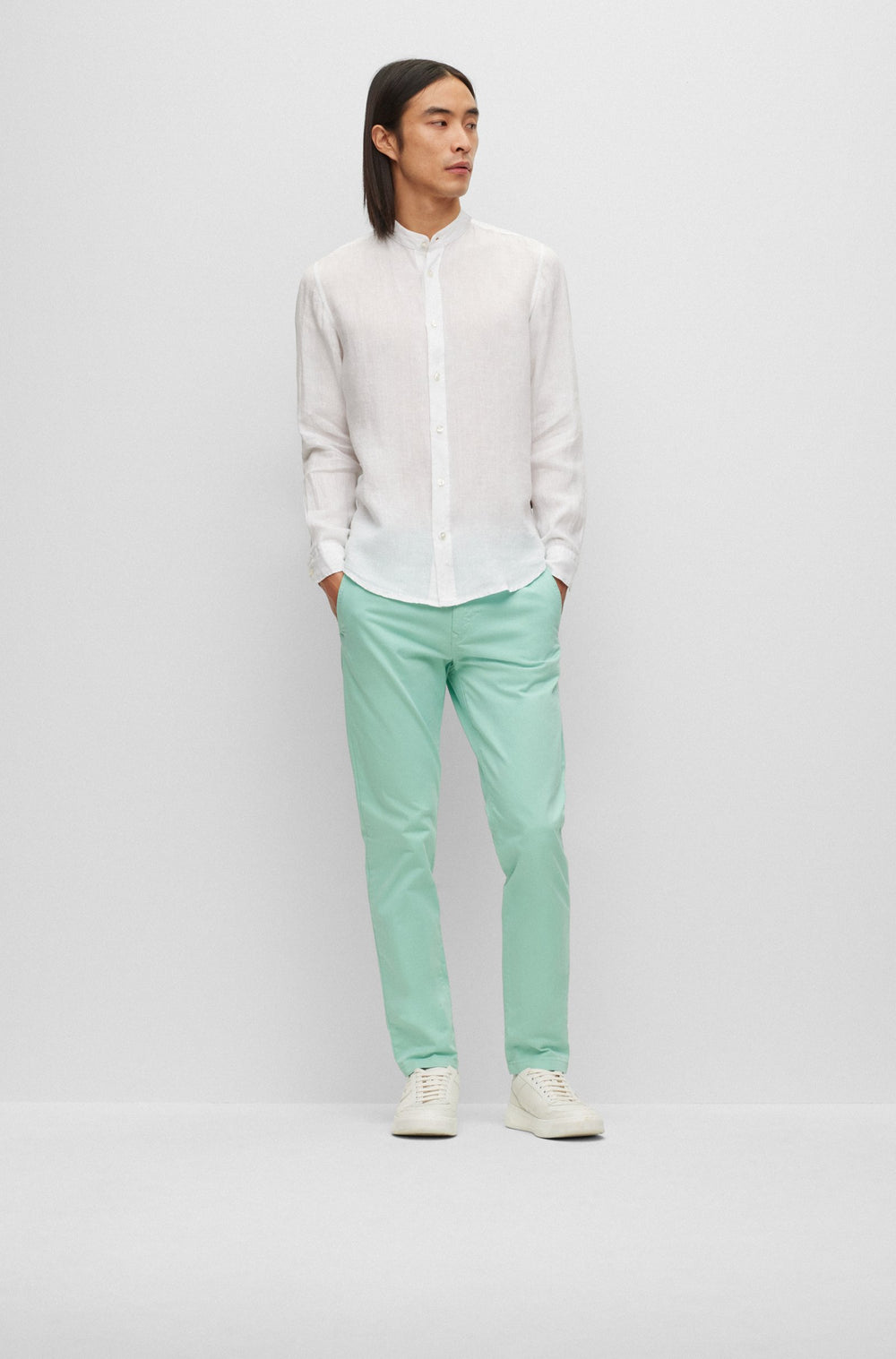 BOSS Regular Fit Casual Shirts in Linen - RACE_1 10247386 01-50489339- Concorde Fashion#color_white-100