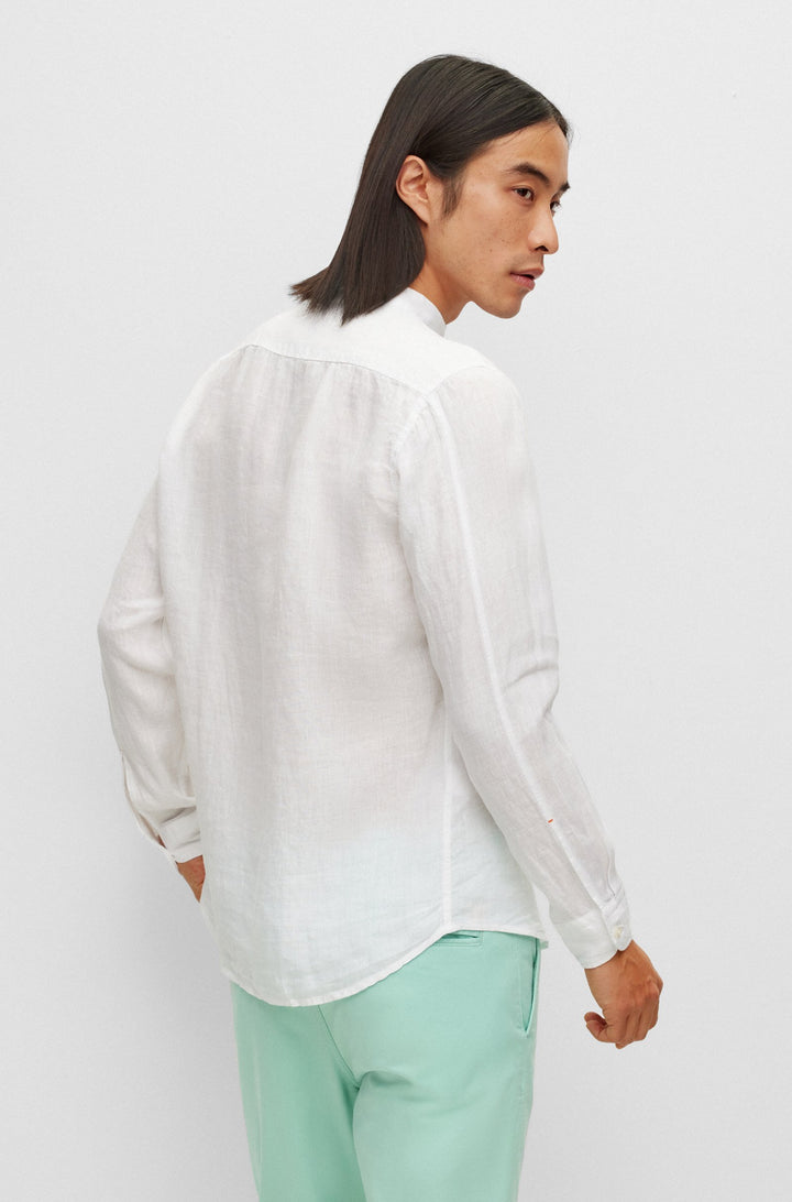 BOSS Regular Fit Casual Shirts in Linen - RACE_1 10247386 01-50489339- Concorde Fashion#color_white-100