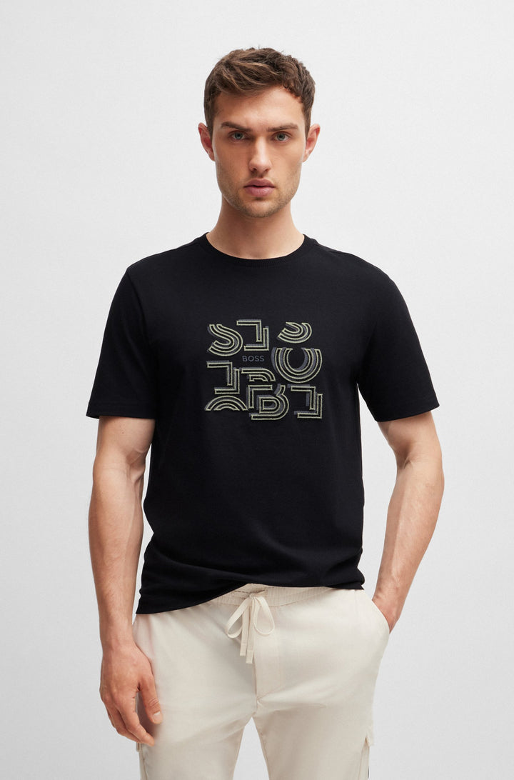 BOSS T-Shirts Regular Fit in Cotton - TEE 4 10247529 01-50519350- Concorde Fashion#color_black-001