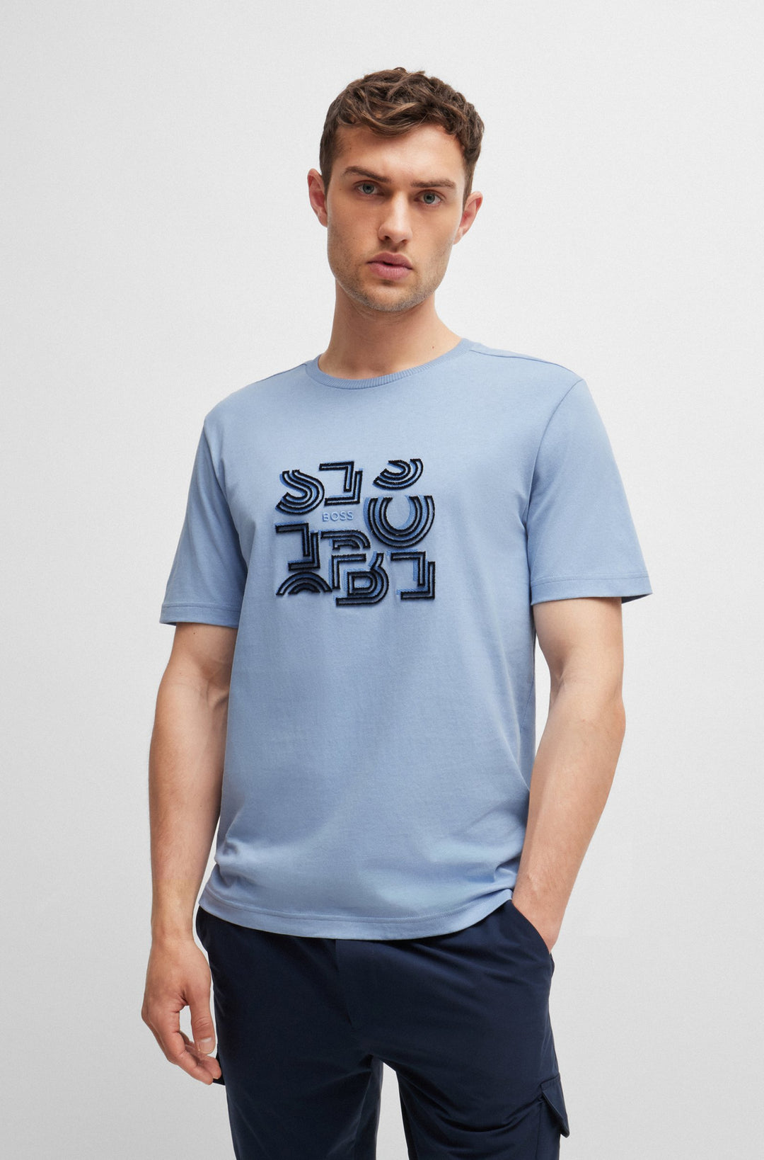BOSS T-Shirts Regular Fit in Cotton - TEE 4 10247529 01-50519350- Concorde Fashion#color_blue-498