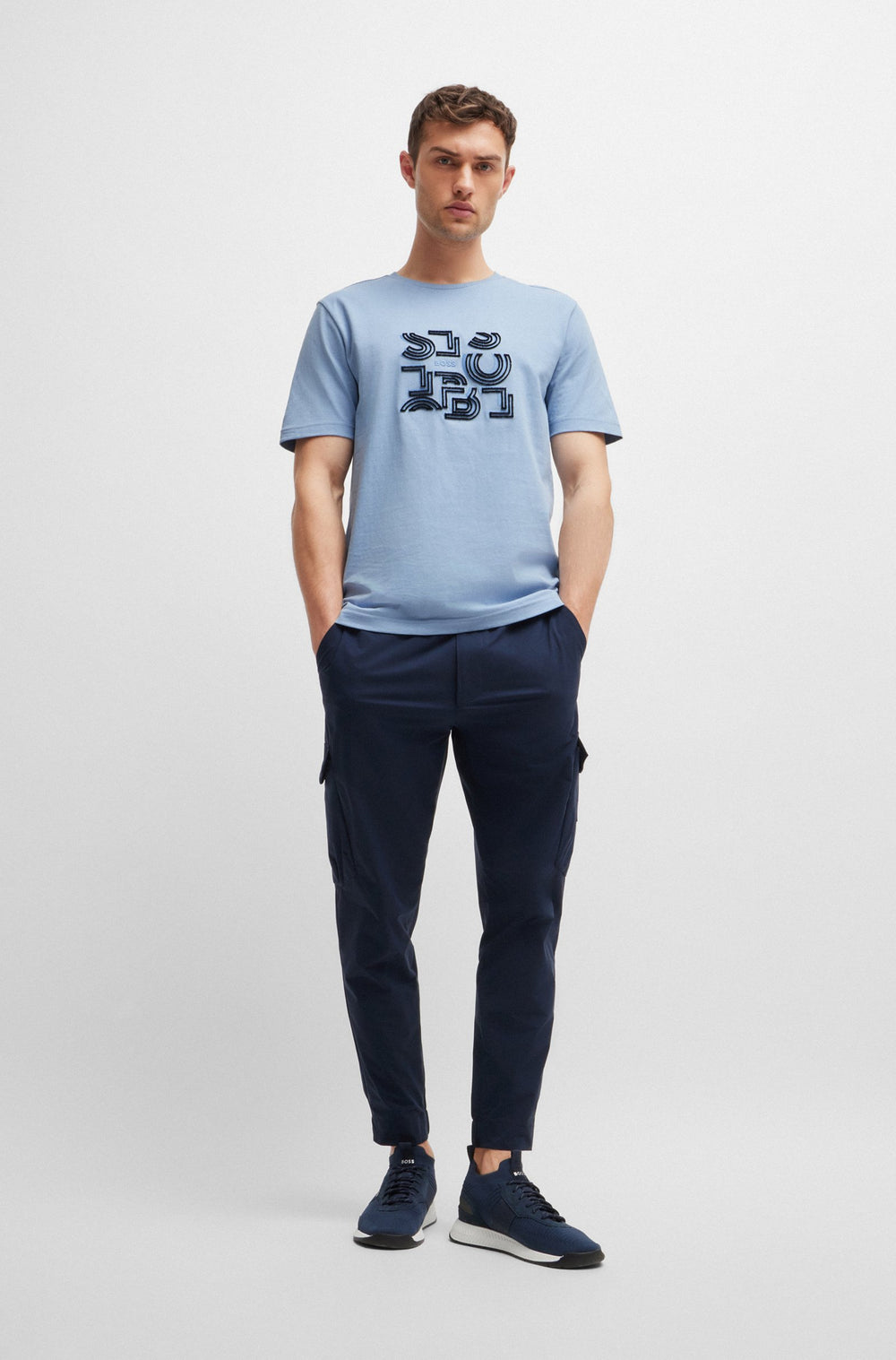 BOSS T-Shirts Regular Fit in Cotton - TEE 4 10247529 01-50519350- Concorde Fashion#color_blue-498