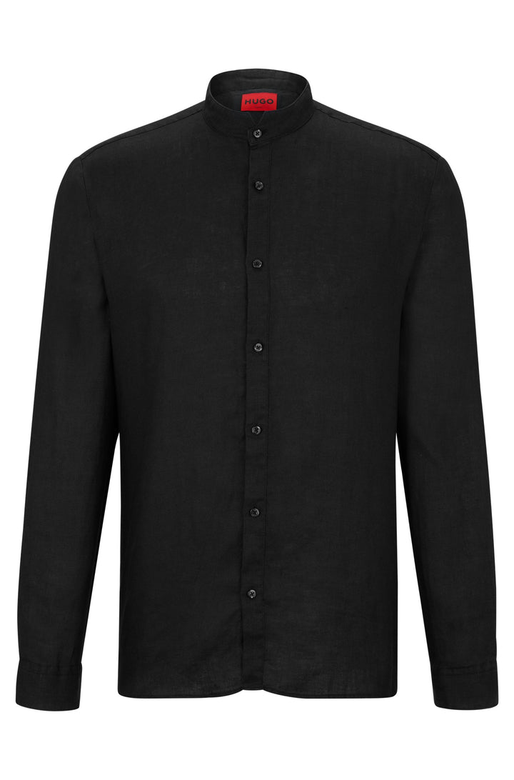 HUGO RED Slim Fit Casual Shirts in Linen - ELVORY 10248298 01-50490740- Concorde Fashion#color_black-001