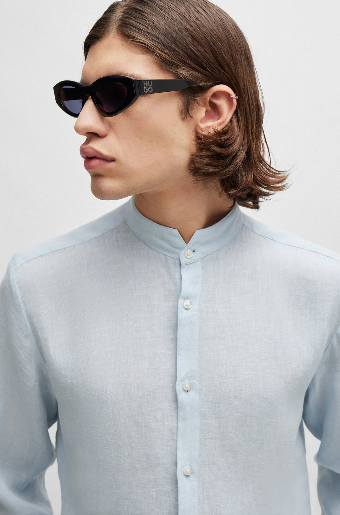 HUGO RED Slim Fit Casual Shirts in Linen - ELVORY 10248298 01-50490740- Concorde Fashion#color_blue-455
