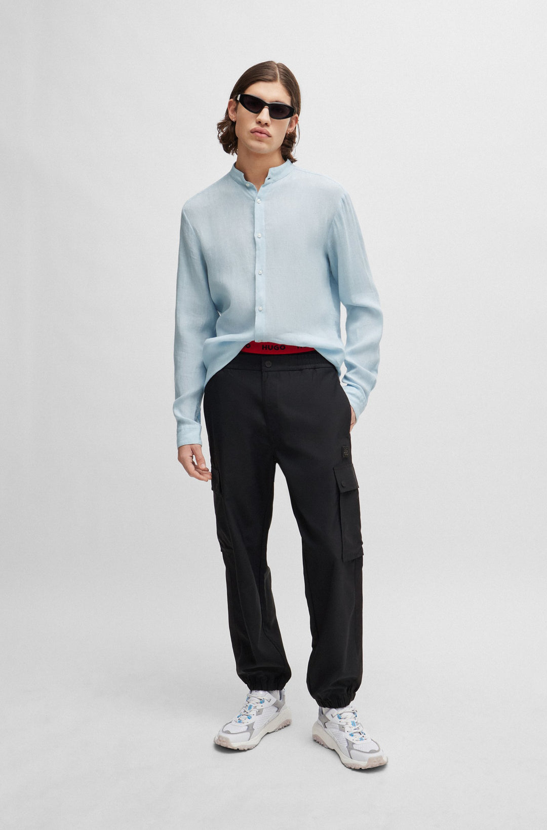 HUGO RED Slim Fit Casual Shirts in Linen - ELVORY 10248298 01-50490740- Concorde Fashion#color_blue-455