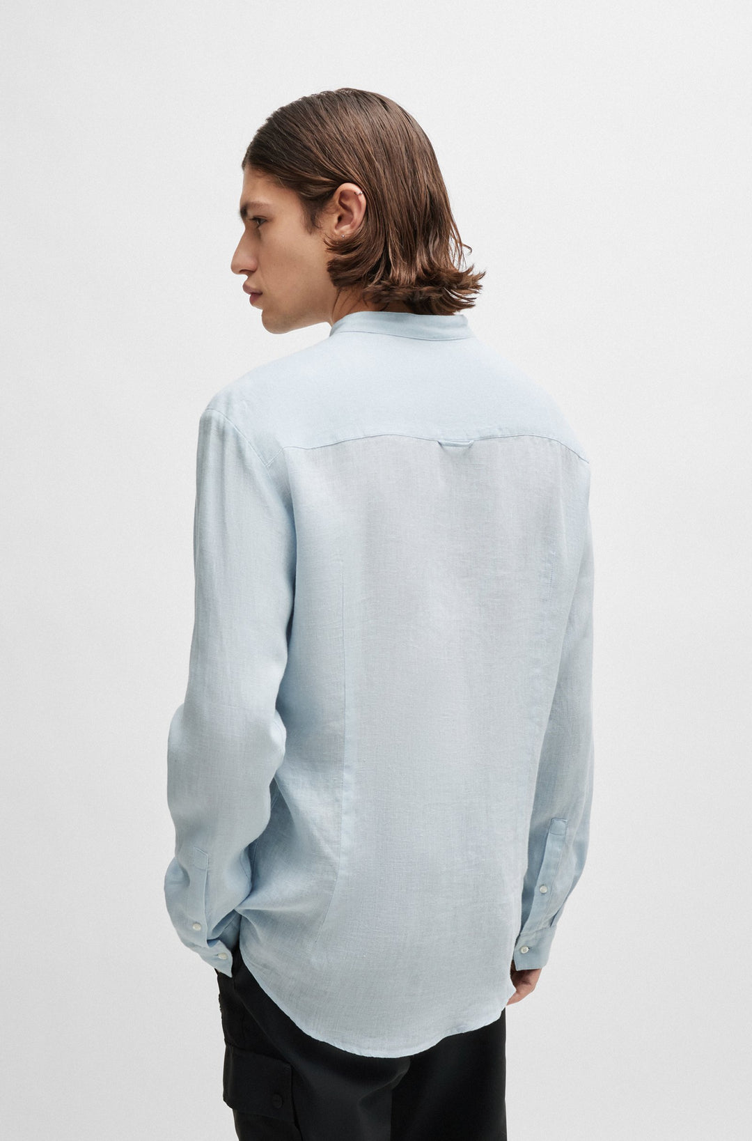 HUGO RED Slim Fit Casual Shirts in Linen - ELVORY 10248298 01-50490740- Concorde Fashion#color_blue-455