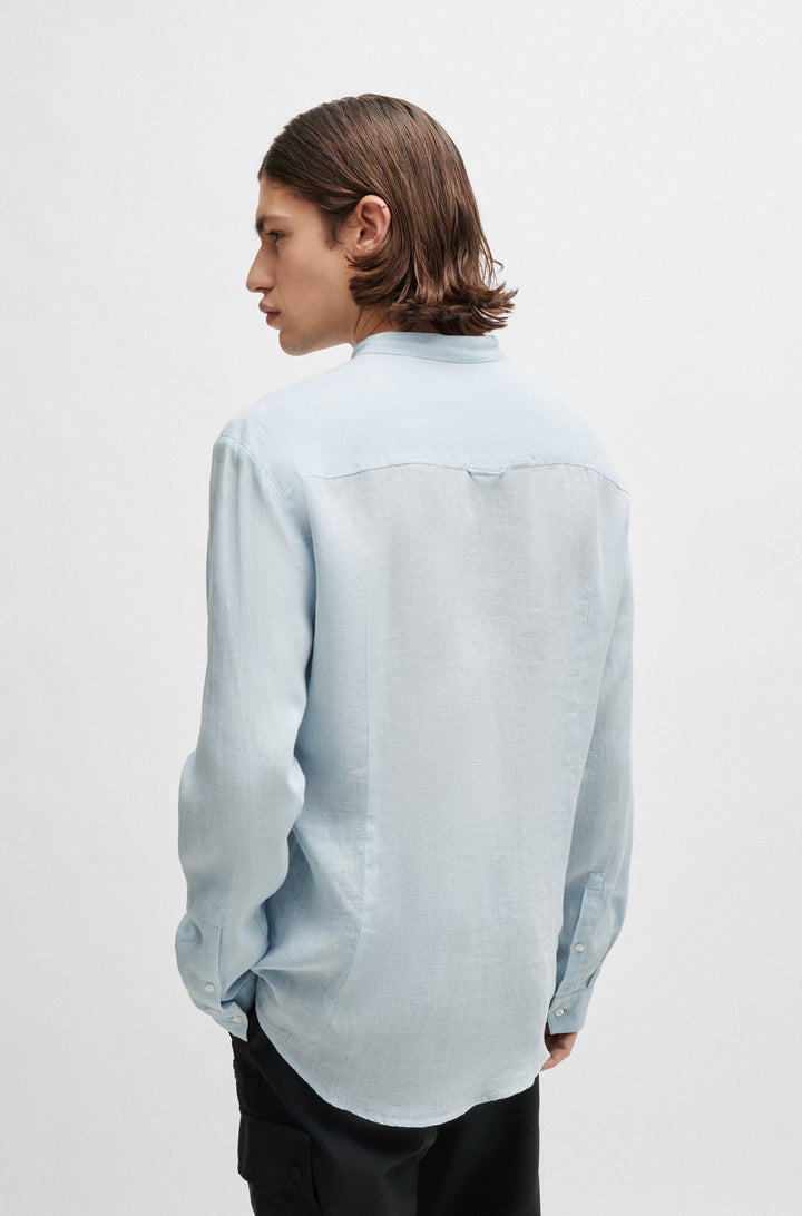 HUGO RED Slim Fit Casual Shirts in Linen - ELVORY 10248298 01-50490740- Concorde Fashion#color_blue-455