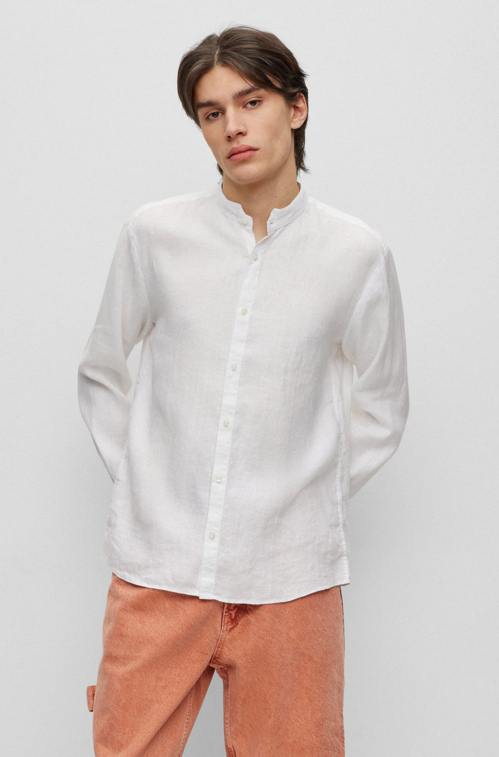 HUGO RED Slim Fit Casual Shirts in Linen - ELVORY 10248298 01-50490740- Concorde Fashion#color_white-199