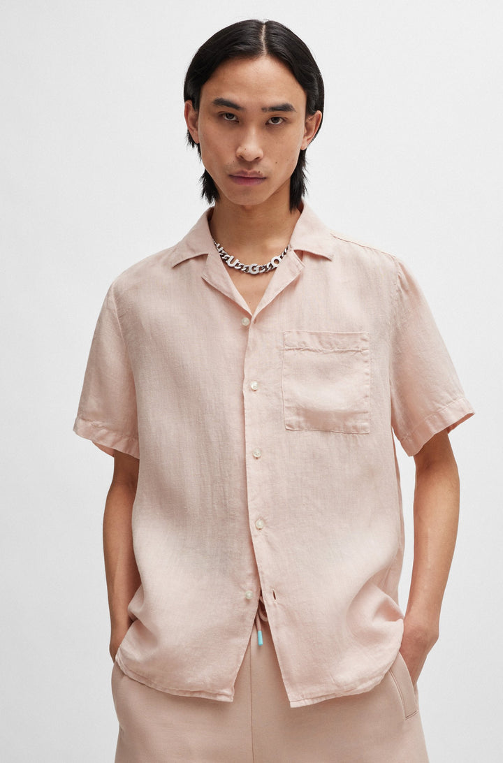 HUGO Casual Shirts Relaxed Fit in Linen - ELLINO 10248298 01-50490761- Concorde Fashion#color_pink-681