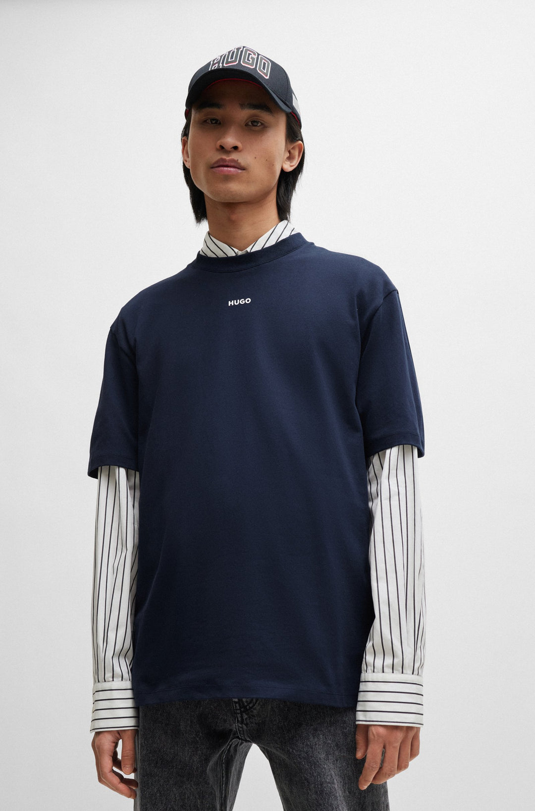 HUGO Relaxed Fit T-Shirts in Cotton - DAPOLINO 10248326 01-50488330- Concorde Fashion#color_navy-405
