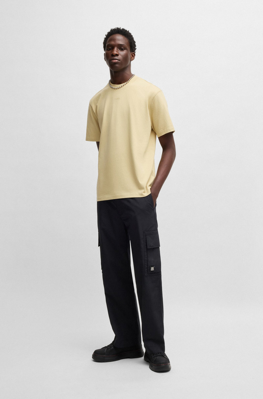 HUGO Relaxed Fit T-Shirts in Cotton - DAPOLINO 10248326 01-50488330- Concorde Fashion#color_beige-285