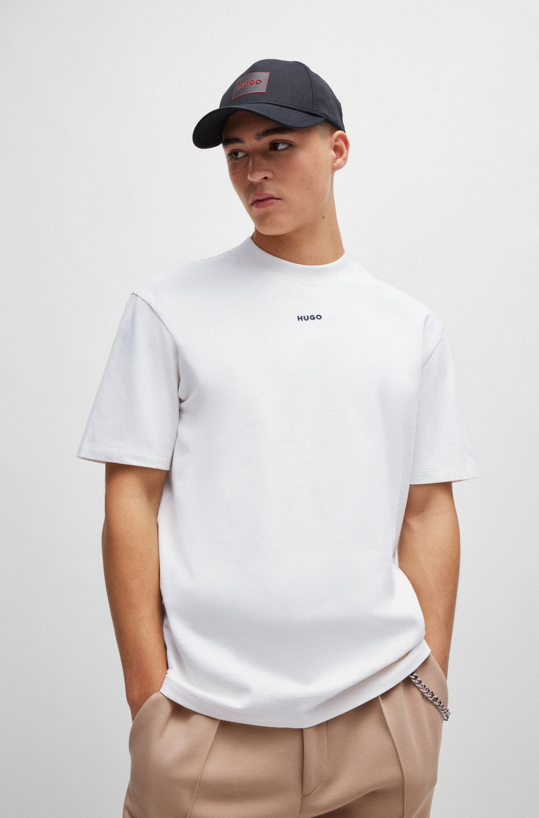 HUGO Relaxed Fit T-Shirts in Cotton - DAPOLINO 10248326 01-50488330- Concorde Fashion#color_white-121