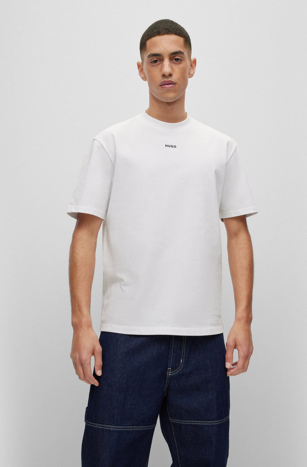 HUGO Relaxed Fit T-Shirts in Cotton - DAPOLINO 10248326 01-50488330- Concorde Fashion#color_white-100