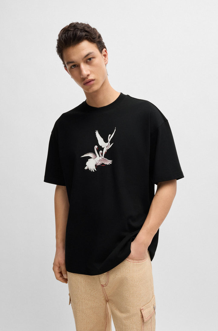 HUGO T-Shirts Oversize Fit in Cotton - ASIL_LB 10248326 01-50527053- Concorde Fashion#color_black-001