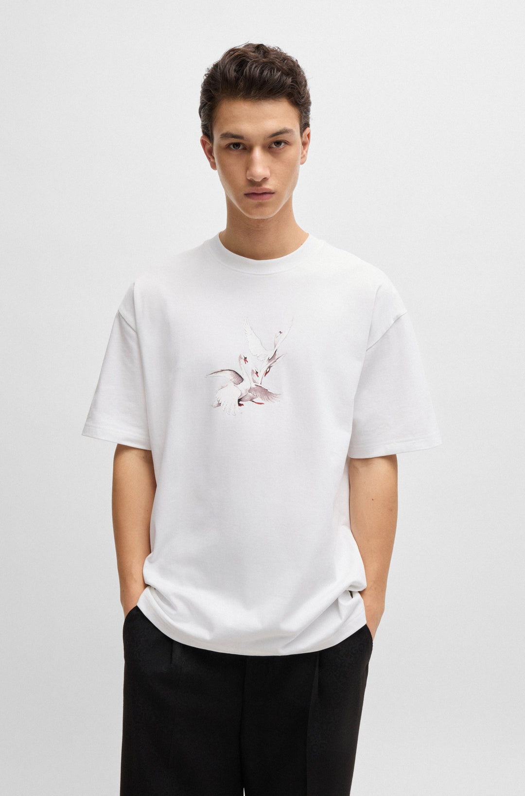 HUGO T-Shirts Oversize Fit in Cotton - ASIL_LB 10248326 01-50527053- Concorde Fashion#color_white-100