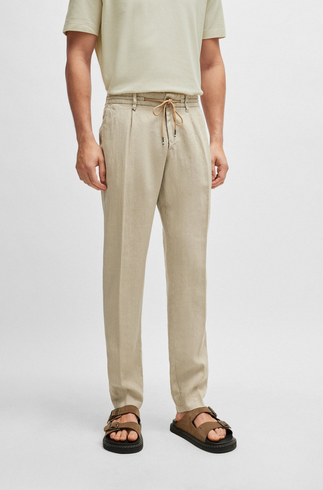 BOSS Slim Fit Trousers in Linen - C-GENIUS-D-RDS-242F 10248332 01-50514103- Concorde Fashion#color_beige-255